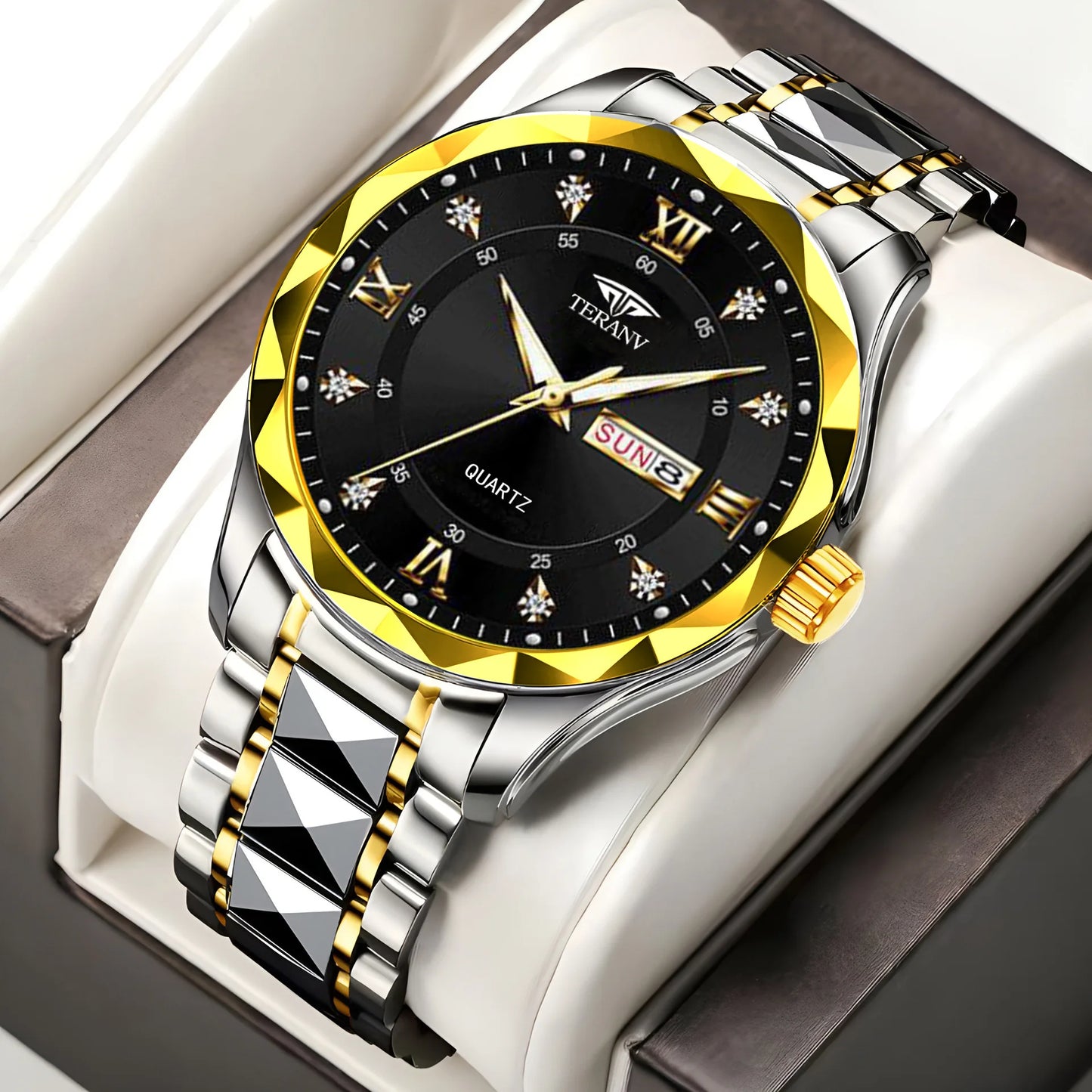 UTHAI CQ429 Casual Men watch calendar diamond shaped luminous waterproof simple quartz watch business clock gift，watches for man