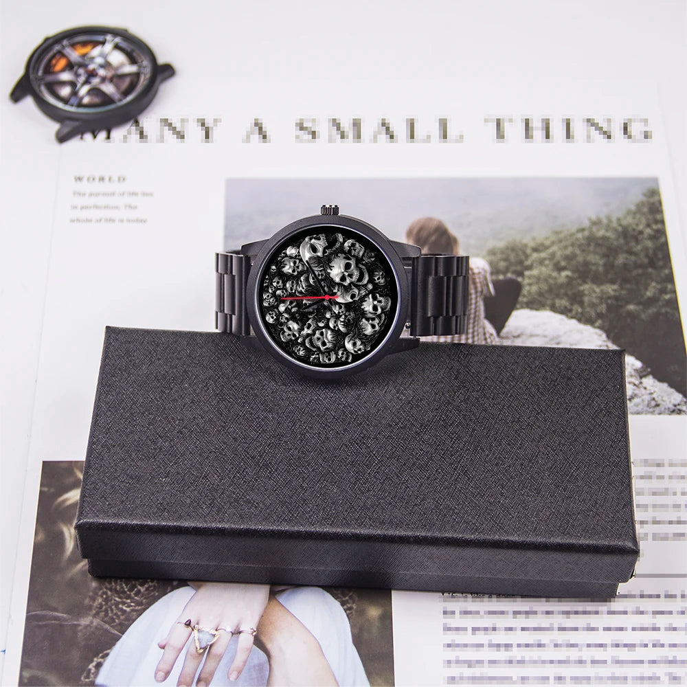 Skeleton Gentleman Watch Men Wrist Original Black Gifts for Men Watch Free Shipping Skull Skull Personalized Gift Souvenir Wach