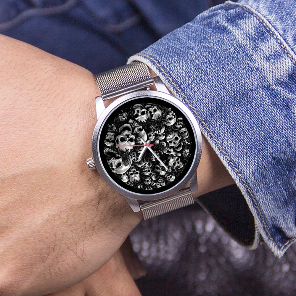 Skeleton Gentleman Watch Men Wrist Original Black Gifts for Men Watch Free Shipping Skull Skull Personalized Gift Souvenir Wach